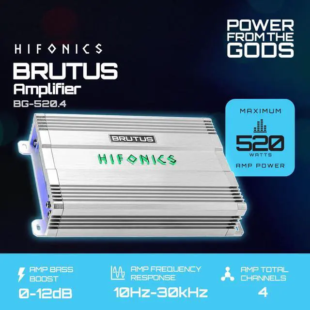 Alt view image 2 of 7 - Brutus BG 520 Watt 4 Channel Amplifier with Built-in UV Meter | Built-In UV Meter, Dual Toroidal Transformer PWM Power Supply, Shielded Inductors