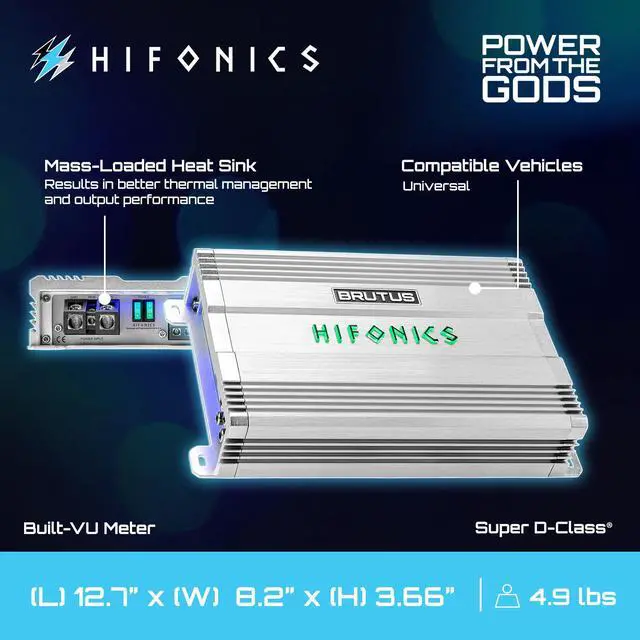 Alt view image 4 of 7 - Brutus BG 520 Watt 4 Channel Amplifier with Built-in UV Meter | Built-In UV Meter, Dual Toroidal Transformer PWM Power Supply, Shielded Inductors