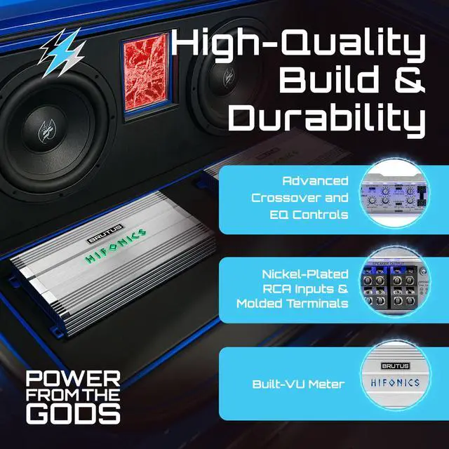 Alt view image 3 of 7 - Brutus BG 520 Watt 4 Channel Amplifier with Built-in UV Meter | Built-In UV Meter, Dual Toroidal Transformer PWM Power Supply, Shielded Inductors