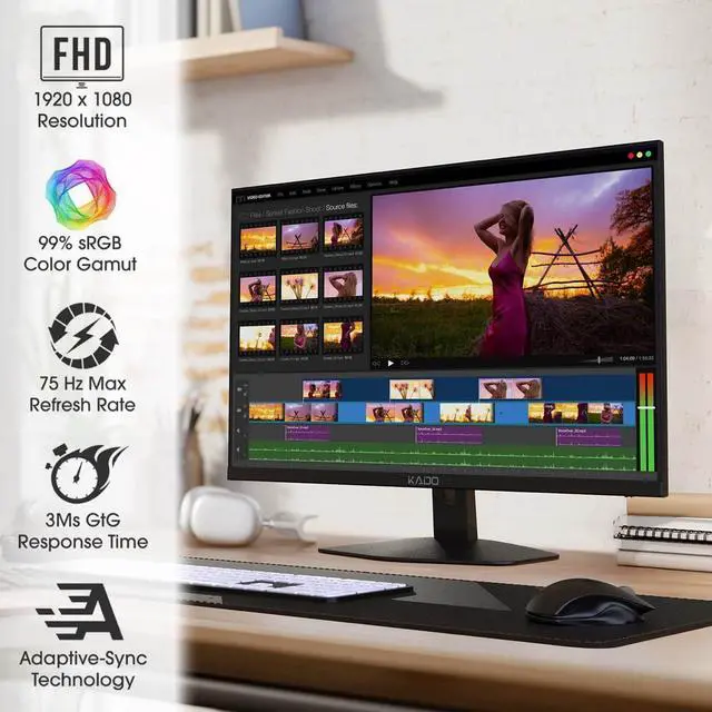 Alt view image 2 of 5 - Dual Monitor 2-Pack 27" 1920x1080 75Hz FHD Computer Monitor | HDMI Office Gaming Hybrid Desk Setup, VESA Wall Mount Arm Mount Built-in Speakers, Panoramic Display Multi-tasking