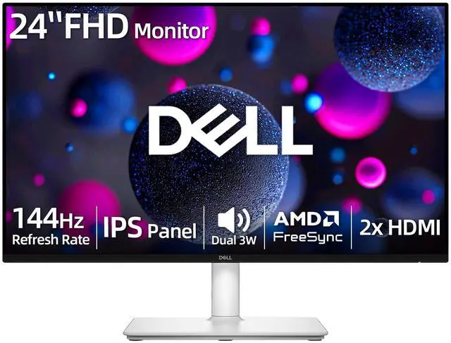 Main image of 24" FHD Monitor, 1080p IPS Display, 144Hz Refresh Rate, 1ms, AMD FreeSync, Dual 3W Built-in Speakers, 99% sRGB, Fully Adjustable Stand with Height/Tilt/Pivot/Swivel, Ash White