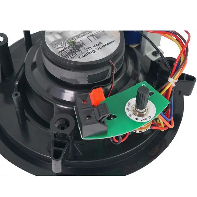 Alt view image 7 of 7 - CC65T Black 6.5" 70V Commercial Ceiling Speakers, 8-Pack | Adjustable Tap 2.5W, 5W, 10W, 15W, 20W, 8 Ohm 40W, 2-Way Design, Aimable Tweeter, Paintable Grills, Restaurant