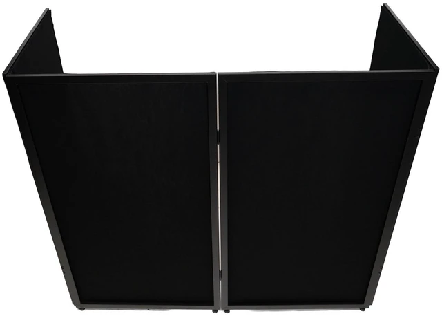 Alt view image 2 of 7 - RFXLB Black Portable DJ Facade, 112" x 48" Steel Frame Booth Includes Carry Bag, White Lycra Scrims, 4 Foldable Panels, Fire-Retardant, Rubber Feet and Spikes, Quick Setup