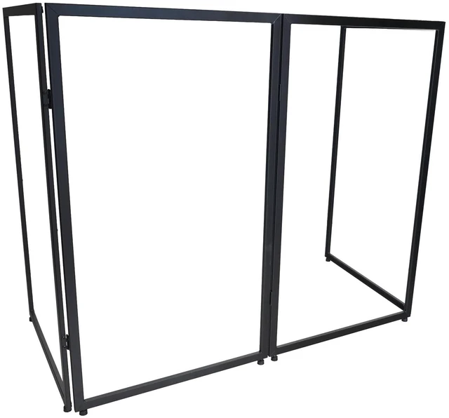 Alt view image 4 of 7 - RFXLB Black Portable DJ Facade, 112" x 48" Steel Frame Booth Includes Carry Bag, White Lycra Scrims, 4 Foldable Panels, Fire-Retardant, Rubber Feet and Spikes, Quick Setup