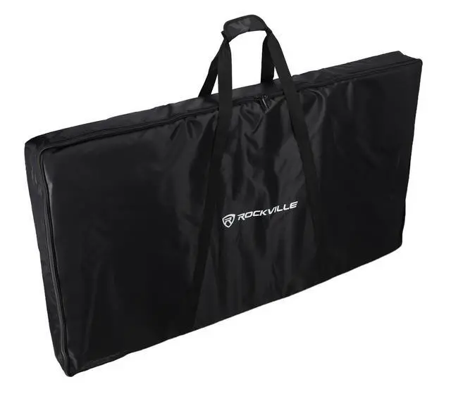 Alt view image 6 of 7 - RFXLW White Portable DJ Facade, 112" x 48" Steel Frame Booth | Includes Carry Bag, White Lycra Scrims, 4 Foldable Panels, Fire-Retardant, Rubber Feet and Spikes, Quick Setup