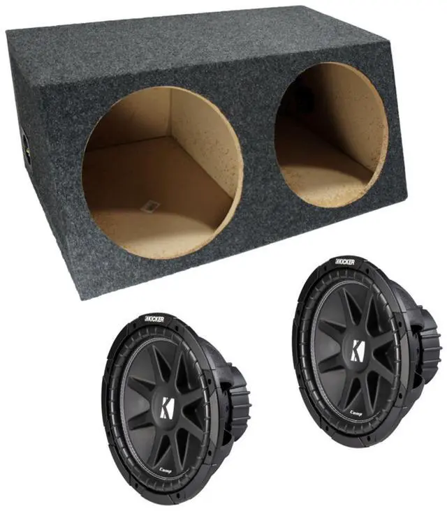 Main image of Kicker Bundle Compatible with Universal Vehicle 43C124 Dual 12" Loaded Sub Box Enclosure