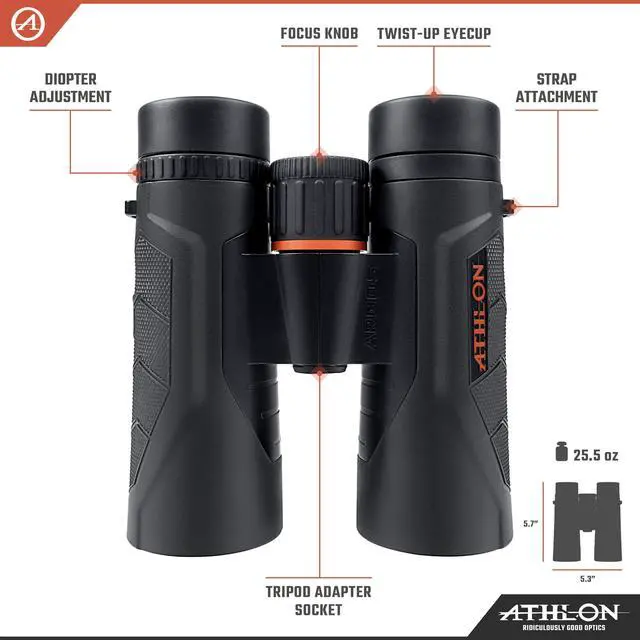 Alt view image 2 of 6 - 8x42 Argos G2 HD Black Binoculars with Eye Relief for Adults and Kids, High-Powered Binoculars for Hunting, Birdwatching, and More