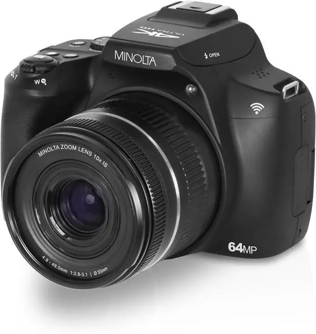Alt view image 3 of 7 - 64 Mega Pixels Auto Focus Digital Camera with 10x Optical Zoom, 4K Ultra HD Video and Macro Shooting, Bundle with 32 GB Memory Card + Vlogging Tripod + Cleaning kit + More Accessories - Black