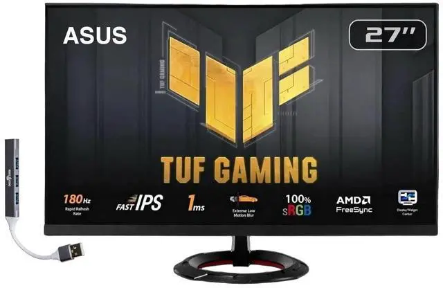 Main image of TUF Gaming 27" 1080P FHD IPS Monitor with 1ms Response Time (VG279Q3R) | 180Hz, Anti Glare, Flicker Free, VESA Mount, Built-in Speakers, Displayport, HDMI & Dockztorm USB Port Expander, Black