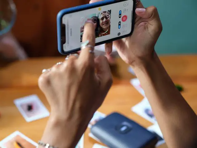 Alt view image 6 of 7 - Instax Mini Link 2 Smartphone Printer Space Blue Instax Mini Twin Pack Instant Film and 20 Sticker Frames - Bundle!