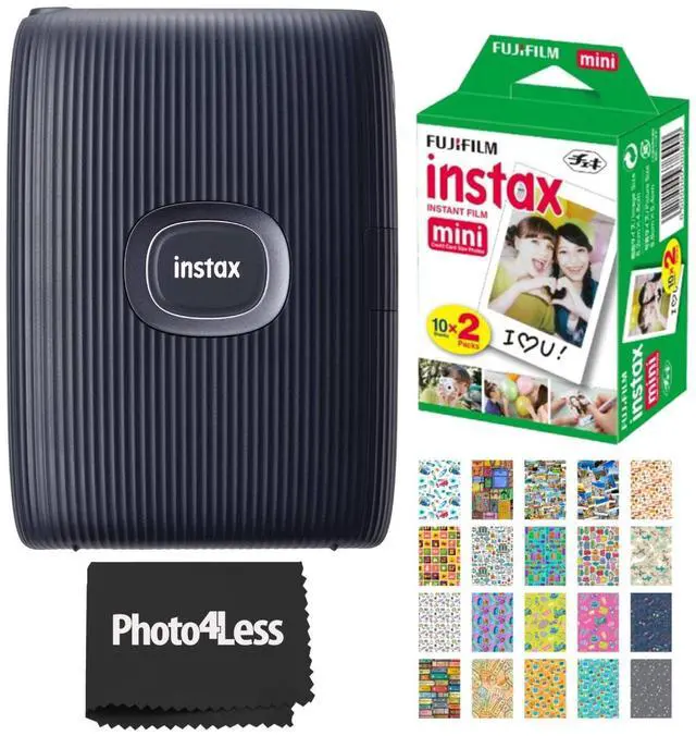 Main image of Instax Mini Link 2 Smartphone Printer Space Blue Instax Mini Twin Pack Instant Film and 20 Sticker Frames - Bundle!