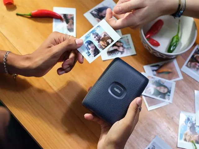 Alt view image 7 of 7 - Instax Mini Link 2 Smartphone Printer Space Blue Instax Mini Twin Pack Instant Film and 20 Sticker Frames - Bundle!