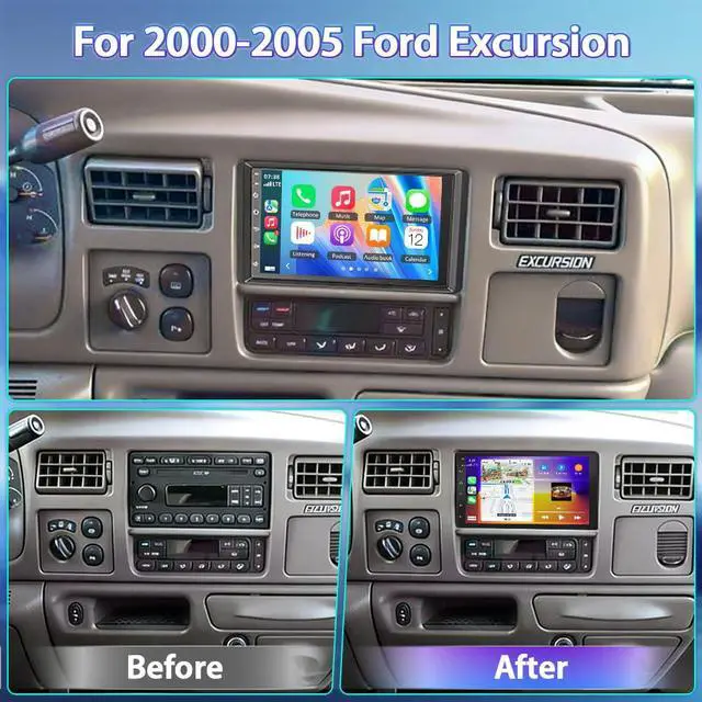 Alt view image 2 of 7 - Android 13 Car Stereo Radio for Ford Excursion 2000-2005 w/Wireless CarPlay | 7" Touch Carplay Screen for Car, with Bluetooth/WiFi/GPS/FM/RDS/SWC/Backup Camera/Mirror Link Split Screen Mic
