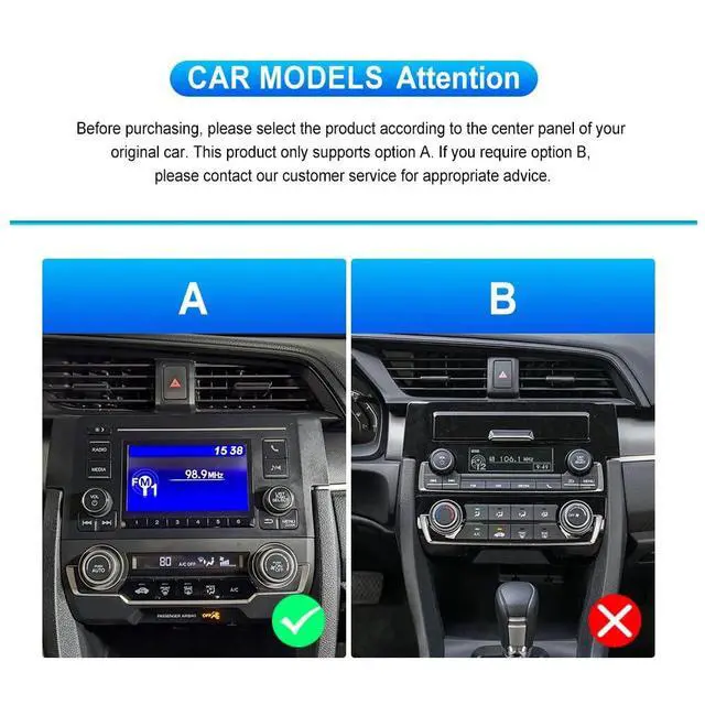 Alt view image 4 of 6 - 2+64G Double Din Car Radio Stereo for Honda Civic 2016 2017 2018 2019 2020, 9 Inch Touch Screen Radio for Honda Civic Head Unit with Wireless Carplay Android Auto Bluetooth GPS AHD Backup Camera