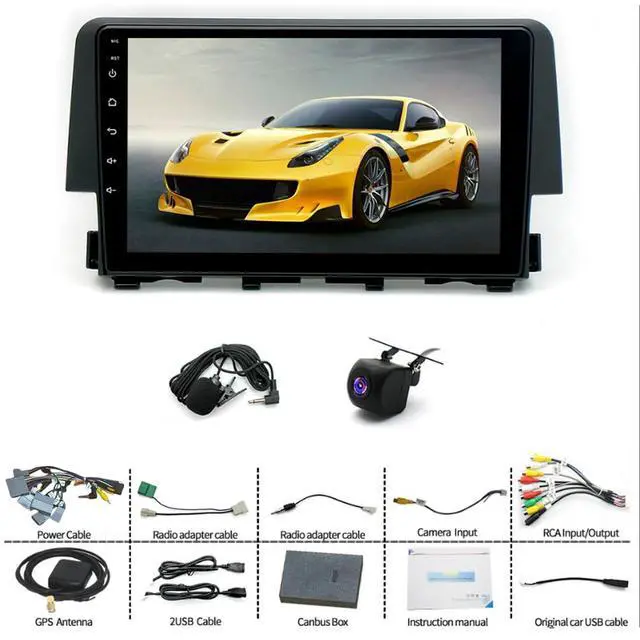Alt view image 5 of 6 - 2+64G Double Din Car Radio Stereo for Honda Civic 2016 2017 2018 2019 2020, 9 Inch Touch Screen Radio for Honda Civic Head Unit with Wireless Carplay Android Auto Bluetooth GPS AHD Backup Camera