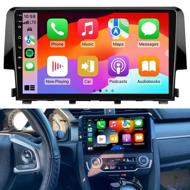 Alt view image 6 of 6 - 2+64G Double Din Car Radio Stereo for Honda Civic 2016 2017 2018 2019 2020, 9 Inch Touch Screen Radio for Honda Civic Head Unit with Wireless Carplay Android Auto Bluetooth GPS AHD Backup Camera
