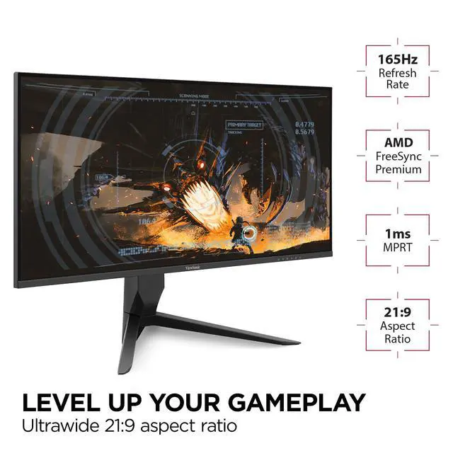 Alt view image 2 of 5 - VX3418-2K 34 Inch 1440p Ultrawide Gaming Monitor, 165Hz and 1ms for Smooth Gameplay, FreeSync Premium and Eye Care Technology, HDMI, and DisplayPort Inputs