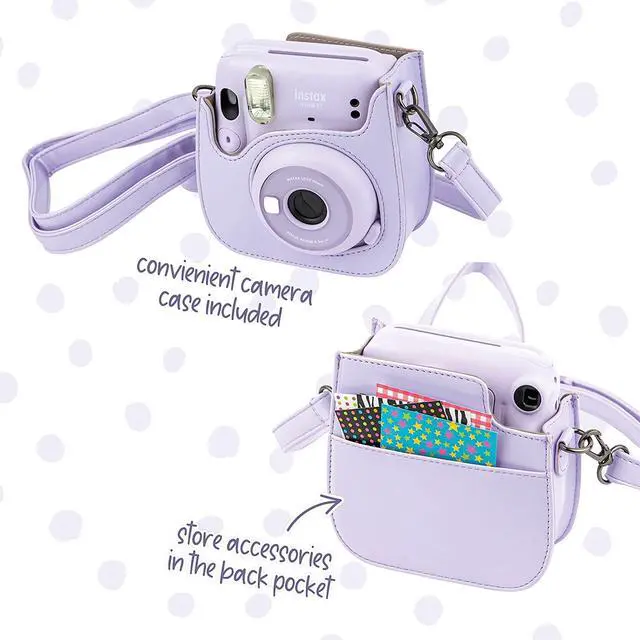 Alt view image 4 of 6 - Instax Mini 12 Instant Camera Pastel Blue with Film Value Pack (40 Sheets) + Accessories Including Galaxy Carrying Case Strap, Photo Album, Stickers (Purple)