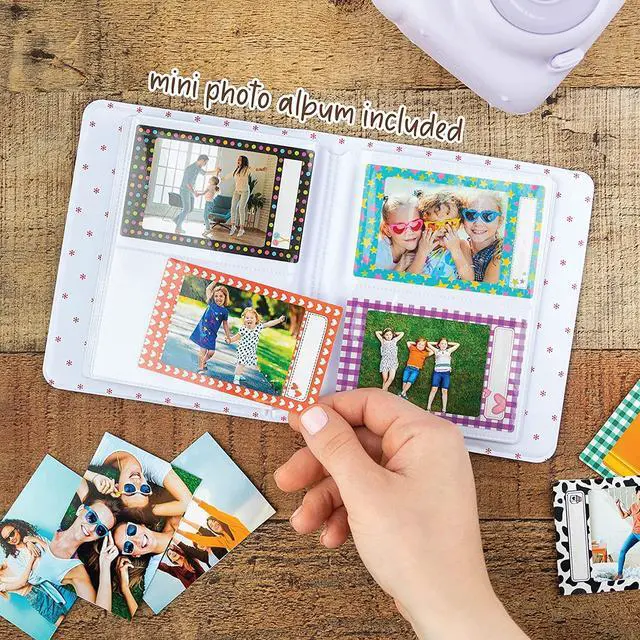 Alt view image 5 of 6 - Instax Mini 12 Instant Camera Pastel Blue with Film Value Pack (40 Sheets) + Accessories Including Galaxy Carrying Case Strap, Photo Album, Stickers (Purple)