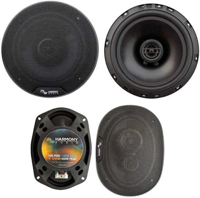 Main image of Front and Rear Speakers Fits Jeep Grand Cherokee 2014-2020 Harmony R69 Kit | Complete 6x9 upgrade with wiring harness, plug-in replacement pairs for WK2 car audio, full range sound, easy install