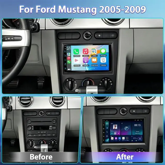 Alt view image 2 of 7 - Android 13 Car Stereo Radio for Ford Mustang 2005-2009 W/Wireless CarPlay | with Wireless CarPlay & Android Auto, 7" Touch Carplay Screen for Car, Bluetooth/WiFi/GPS/FM/RDS/SWC/Backup Camera/Mic 2+32G