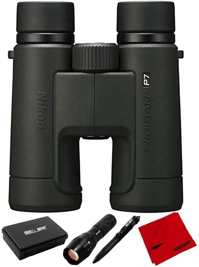Main image of PROSTAFF P7 10x42 (16773) Waterproof Binoculars, High-Performance Optics for Bird Watching, Hunting & Outdoor Adventures | Includes Tactical Flashlight & Pen, Protective Case & Cleaning Cloth