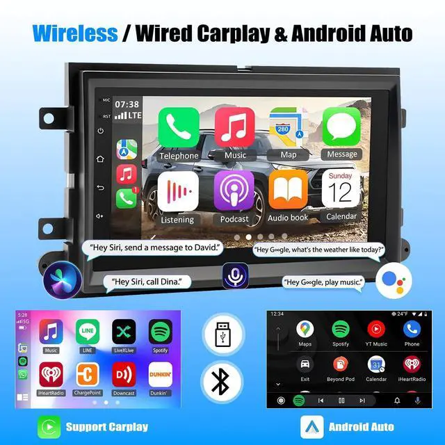 Alt view image 3 of 7 - 7" Android 13 Car Stereo Radio for Ford Transit Connect 2012-2013 | With Wireless CarPlay & Android Auto, Touch Carplay Screen for Car, Bluetooth/WiFi/GPS/FM/SWC/Backup Camera/Mic 4+64G
