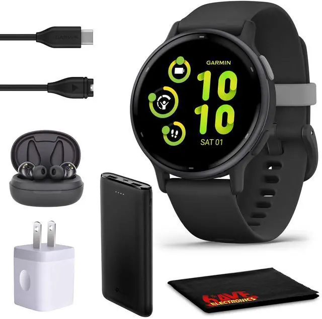 Main image of Vivoactive 5 Fitness Tracker Smart Watch for Women & Men with Slate Aluminum Bezel with Black Case and Silicone Band with 11 Days Battery Life and Bright 1.2 AMOLED Touchscreen Display