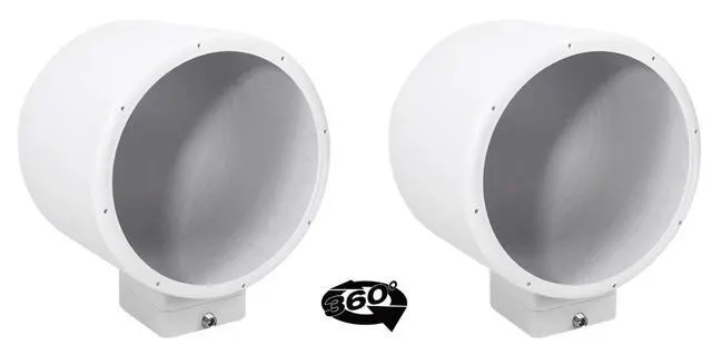 Alt view image 2 of 6 - MAC80W White 7.7" Aluminum Speaker Pod Pair with Surface Clamps | White 6061 Aluminum Enclosures, 2 MAC360W 360° Surface Clamps, Stainless Quick-Release Hardware, 4-Items
