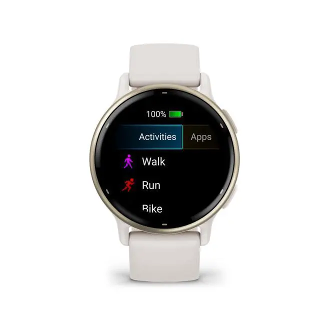 Alt view image 4 of 7 - Vivoactive 5 Fitness Tracker Smart Watch for Women & Men with Cream Gold Aluminum Bezel & Ivory Case and Silicone Band with 11 Days Battery Life and Bright 1.2 AMOLED Touchscreen Display