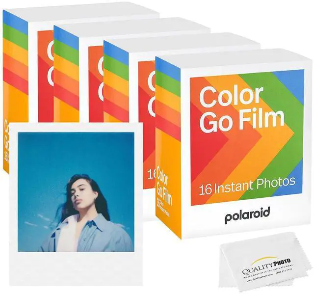 Main image of Go Color Film, White Frame + Quality Photo Microfiber Cloth (Only Compatible with Go Cameras) (4 Pack (64 Sheets)