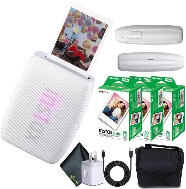 Main image of INSTAX MINI Link 3 Smartphone Printer (Clay White) 60-Photo Bundle | For Mobile Photos, Parties & Scrapbooks | Includes Camera Bag, Cleaning Cloth