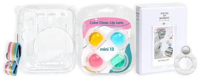 Alt view image 4 of 4 - Instax Mini 13 Instant Film Camera Kit (Frost Blue, 40 Films) | Bundle Includes Slinger Clear Case, 4 Color Filters, Selfie Mirror, Album & Instax Mini Film
