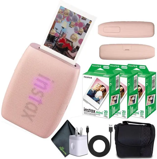 Main image of INSTAX MINI Link 3 Smartphone Printer (Rose Pink) 60-Photo Bundle | For Mobile Photos, Parties & Scrapbooks | Includes Camera Bag, Cleaning Cloth
