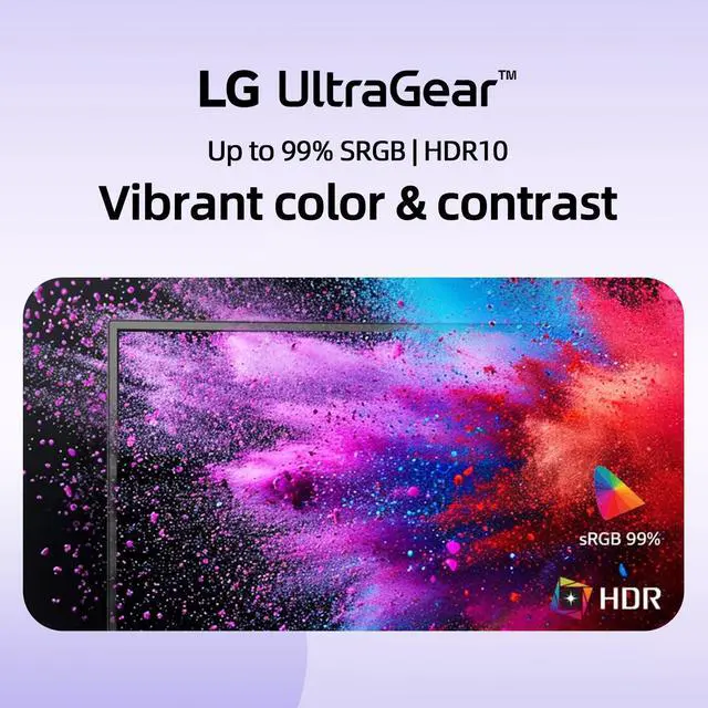 Alt view image 5 of 7 - 24" Ultragear FHD Gaming Monitor, IPS Display, 144Hz Refresh Rate, 1ms MBR, HDR10, 99% sRGB, NVIDIA G-SYNC Compatible, AMD FreeSync, HDMI, DisplayPort, VESA Mountable, Ultra-Slim Bezel, Tilt, Black