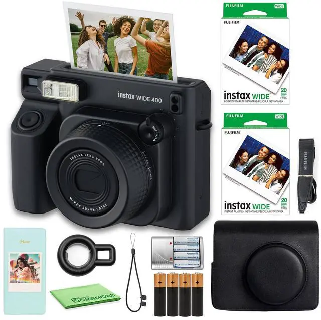 Main image of INSTAX Wide 400 Instant Camera (Black) 40-Sheet Case Bundle | For Parties, Events & Instant Photos | Includes Photo Album