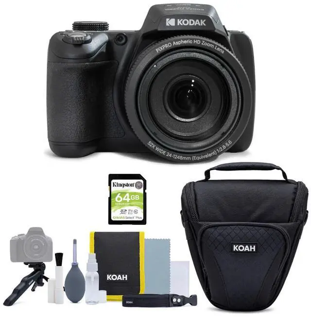 Main image of PIXPRO AZ528 16MP Astro Zoom Digital Camera Bundle (Black) | 64GB Memory Card, 3-Inch LCD Display, Case with Accessories, (3 items)
