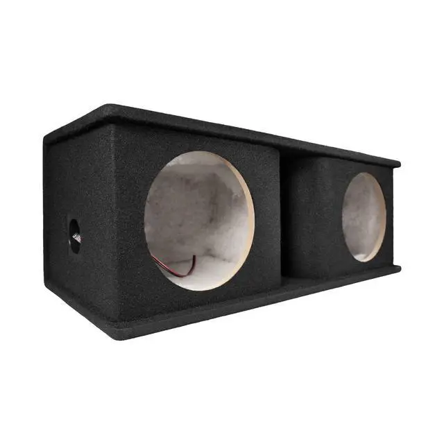 Alt view image 5 of 7 - QPower Dual 10 Inch Horn Ported Subwoofer Box Enclosure, 5/8" MDF Car Audio Speaker Box, 1.2 Cubic Feet Per Sub Vented Design, Black Carpet Finish