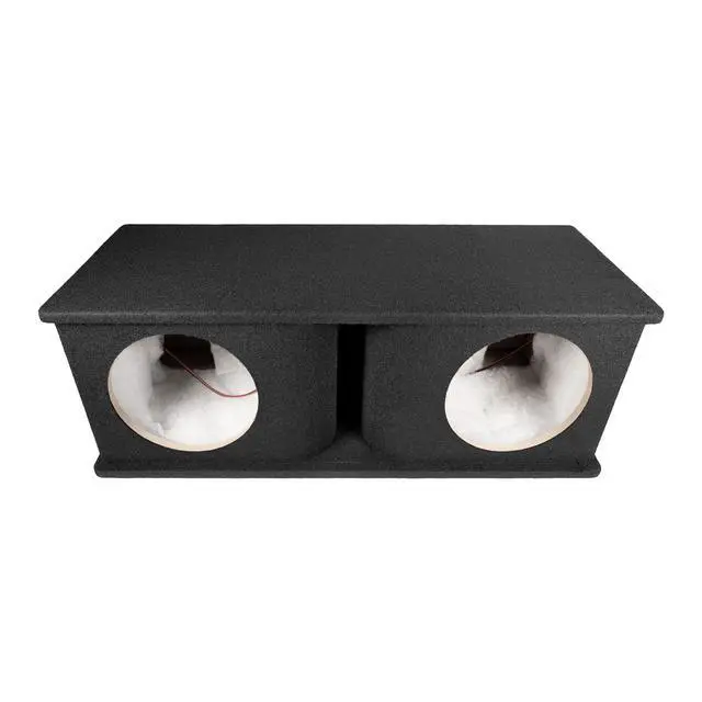 Alt view image 6 of 7 - QPower Dual 10 Inch Horn Ported Subwoofer Box Enclosure, 5/8" MDF Car Audio Speaker Box, 1.2 Cubic Feet Per Sub Vented Design, Black Carpet Finish