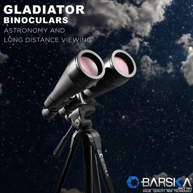 Alt view image 7 of 7 - Gladiator Astronomy Binoculars for Adults High-Powered Zoom with Tripod Adapter and Rubber Armor for Stargazing, Bird Watching & Wildlife Viewing