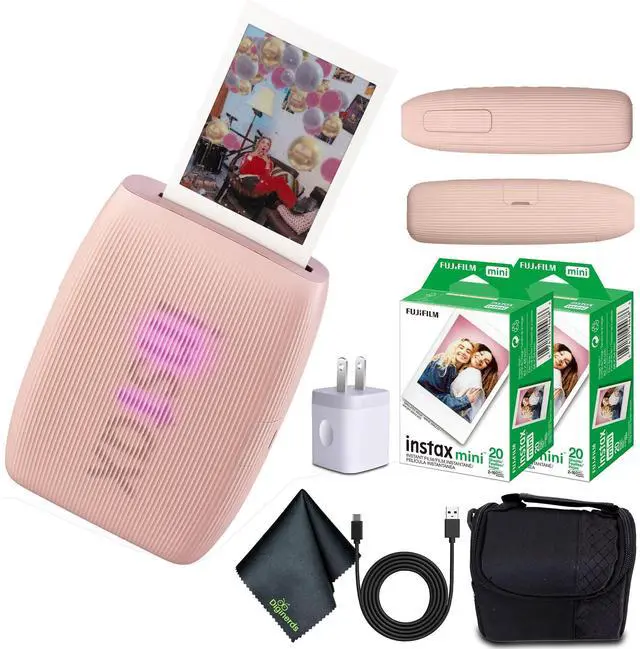 Main image of INSTAX MINI Link 3 Smartphone Printer (Rose Pink) 40-Photo Bundle | For Mobile Photos, Parties & Scrapbooks | Includes Camera Bag, Cleaning Cloth