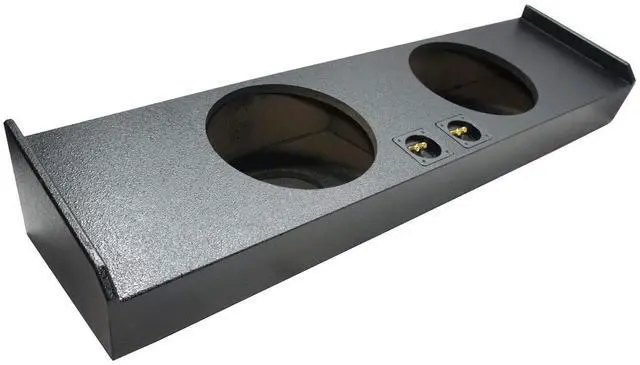 Main image of Fits 2009-2015 Ford F150 Crew Cab Dual 12" Rhino-Coated Sub Box ASC | Rugged textured finish resists scuffs, 12 inch subwoofer enclosure, deep bass upgrade, easy install, vehicle-specific design