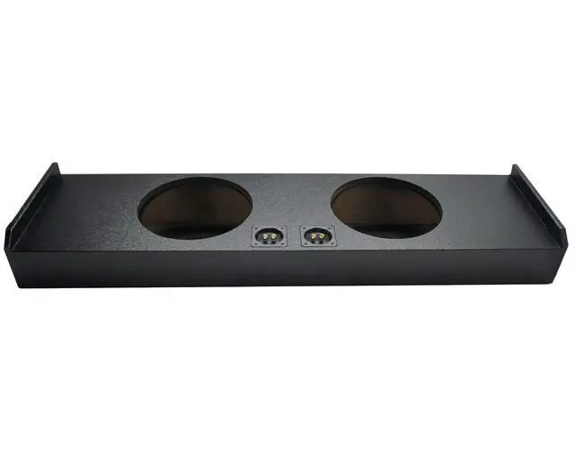 Alt view image 2 of 4 - Fits 2009-2015 Ford F150 Crew Cab Dual 12" Rhino-Coated Sub Box ASC | Rugged textured finish resists scuffs, 12 inch subwoofer enclosure, deep bass upgrade, easy install, vehicle-specific design