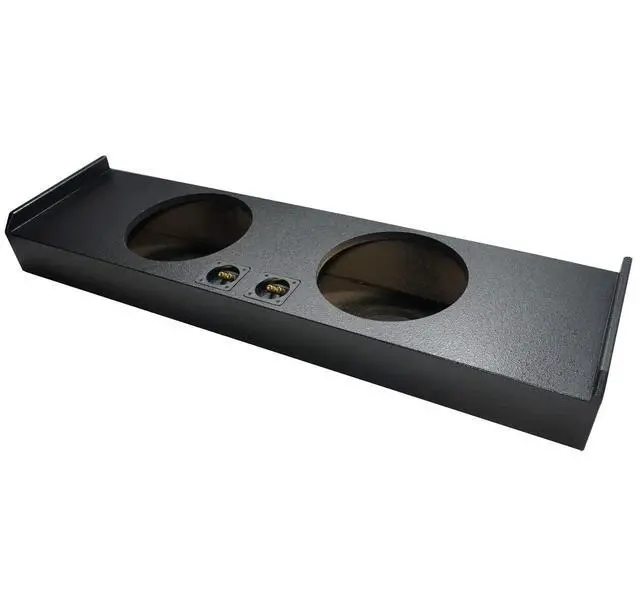 Alt view image 3 of 4 - Fits 2009-2015 Ford F150 Crew Cab Dual 12" Rhino-Coated Sub Box ASC | Rugged textured finish resists scuffs, 12 inch subwoofer enclosure, deep bass upgrade, easy install, vehicle-specific design
