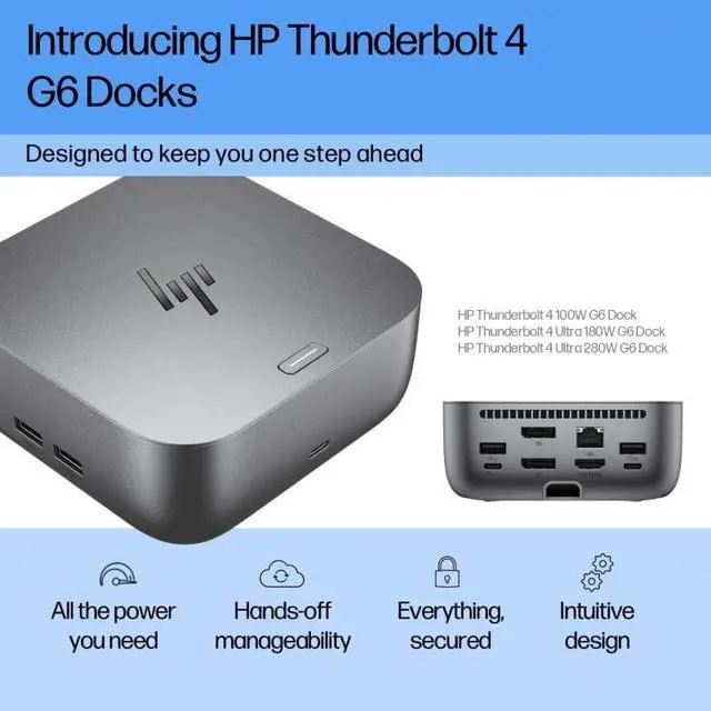 Alt view image 3 of 6 - 180W G6 Thunderbolt 4 UltraUniversal Thunderbolt/USB-C Docking Station | Bundle w/DKZ Hub, Single Cable for Charging, Data Transfers to Any Brand Laptop 9X481UT#ABA