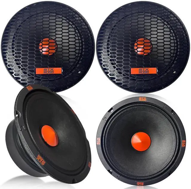 Main image of 4X STX65PS 6.5-Inch Super Mid Range Speaker Pair, 4 Ohm, 2000W Max, 800W RMS, 95dB Sensitivity, 1.5" Voice Coil, 30oz Ferrite Magnet for Pro Car Audio