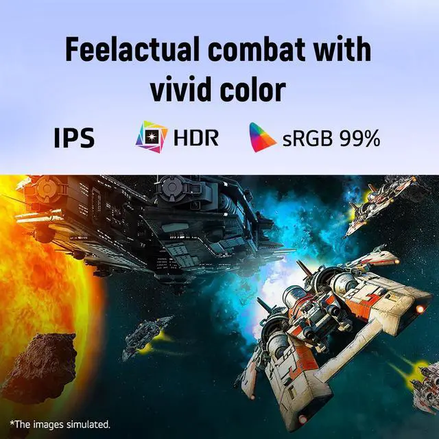 Alt view image 3 of 7 - 24" Gaming Monitor, Full HD 1080p IPS Display, 144Hz Refresh Rate, 1ms MBR, NVIDIA G-Sync Compatible & AMD FreeSync, HDR10 sRGB 99%, Built-in Speakers, HDMI& DP, Height & Tilt Adjustable Stand