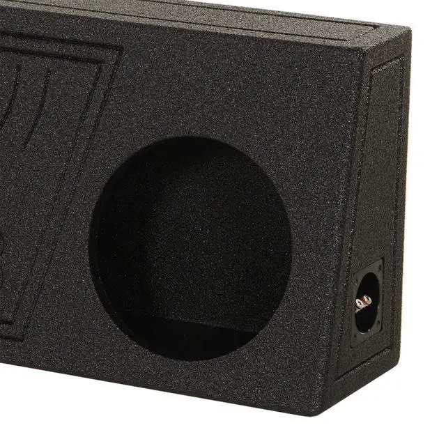 Alt view image 5 of 7 - QPower QBomb Single 10" Vented Subwoofer Box, Black Bedliner, 2-Pack | Wood Look Laminate Finish, No Rear Panel for Cord Access, Square Openings, Holds Fabric Bins, Assembly Required