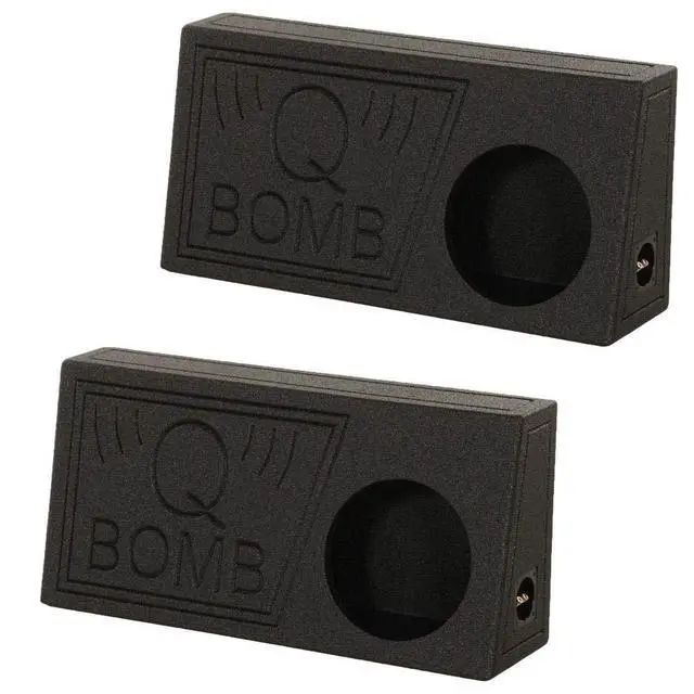 Alt view image 6 of 7 - QPower QBomb Single 10" Vented Subwoofer Box, Black Bedliner, 2-Pack | Wood Look Laminate Finish, No Rear Panel for Cord Access, Square Openings, Holds Fabric Bins, Assembly Required