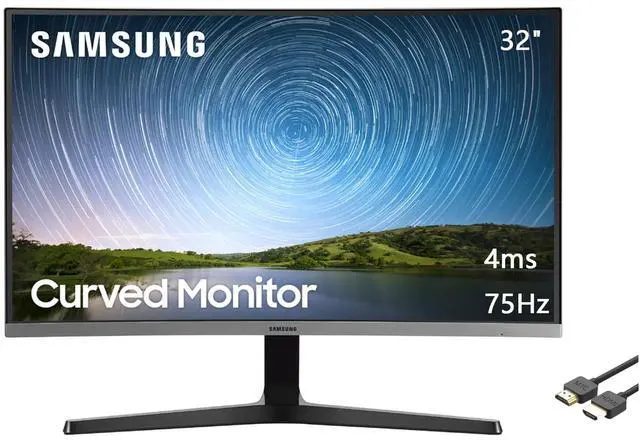 Main image of 32" Class 1500R FHD Curved Monitor, 75Hz, 4ms, Ultra-Slim, AMD FreeSync, 3 Sided Bezel Less Display, HDMI, Black, with MTC HDMI Cable, LC32R500